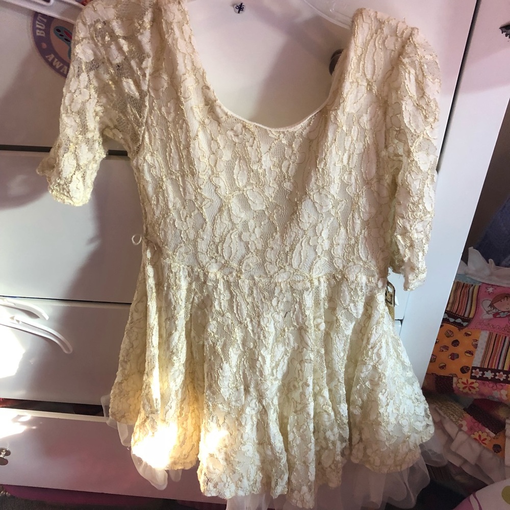 Gold Lace Party Dress